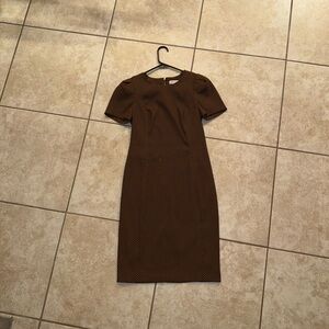 Calvin Klein Vintage OG Chocolate Brown Black Polka Dot Midi Dress